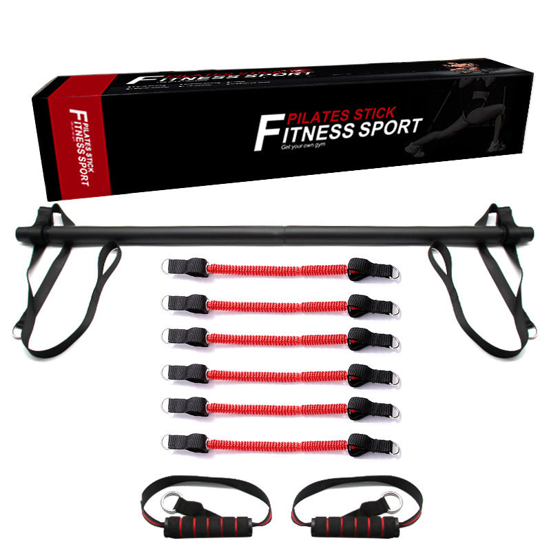 Portable Pilates Bar Kit with Resistance Bands - Home Gym Workout.