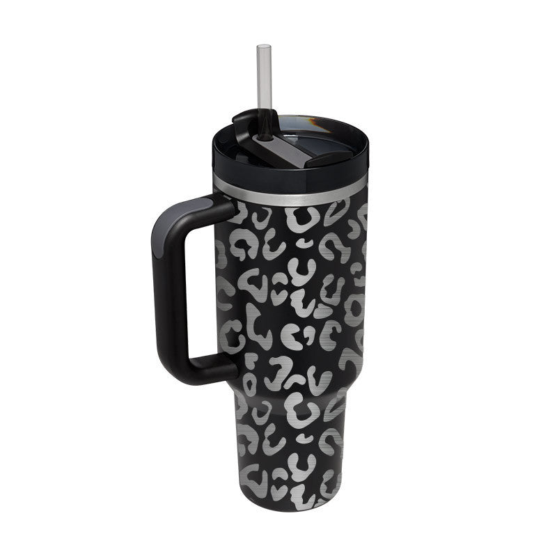 40 Oz Insulated Stainless Steel Tumbler with Handle & Straw – Spill-Proof Travel Mug with Lid