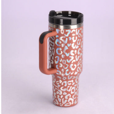 40 Oz Insulated Stainless Steel Tumbler with Handle & Straw – Spill-Proof Travel Mug with Lid