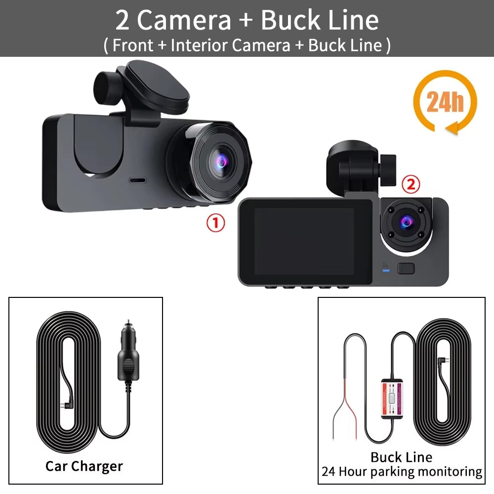 3 Channel Dash Cam for Cars Camera HD 1080P Video Recorder Dashcam DVR Black Box Dual Lens DVR with Rear View Camera for Vehicle